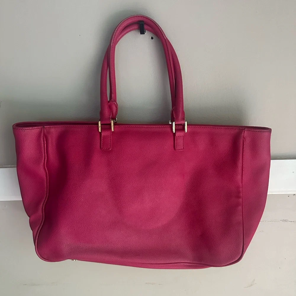 Tory Burch Fuchsia Leather Double-Handle Tote